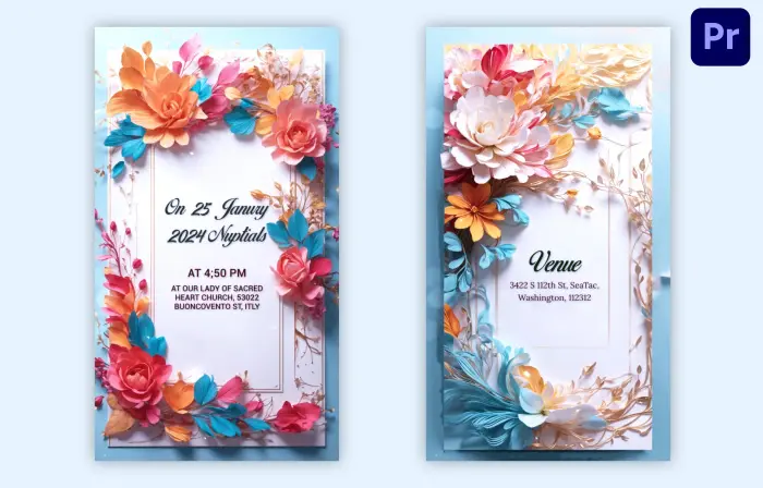 Exclusive 3D Floral Wedding Invitation IG Story